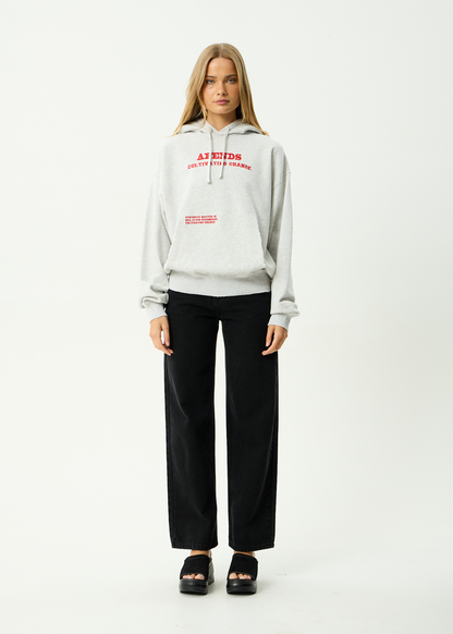 AFENDS Mens Wonders - Boxy Pull On Hood - Grey Marle