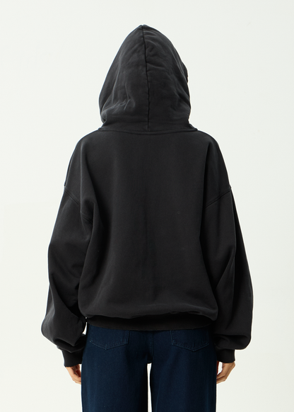 AFENDS Mens Residence - Heavyweight Boxy Zip Hood - Stone Black