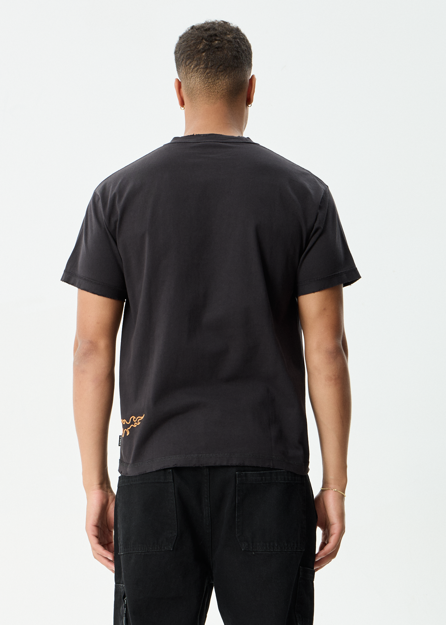 AFENDS Mens Leap - Heavyweight Boxy Tee - Stone Black