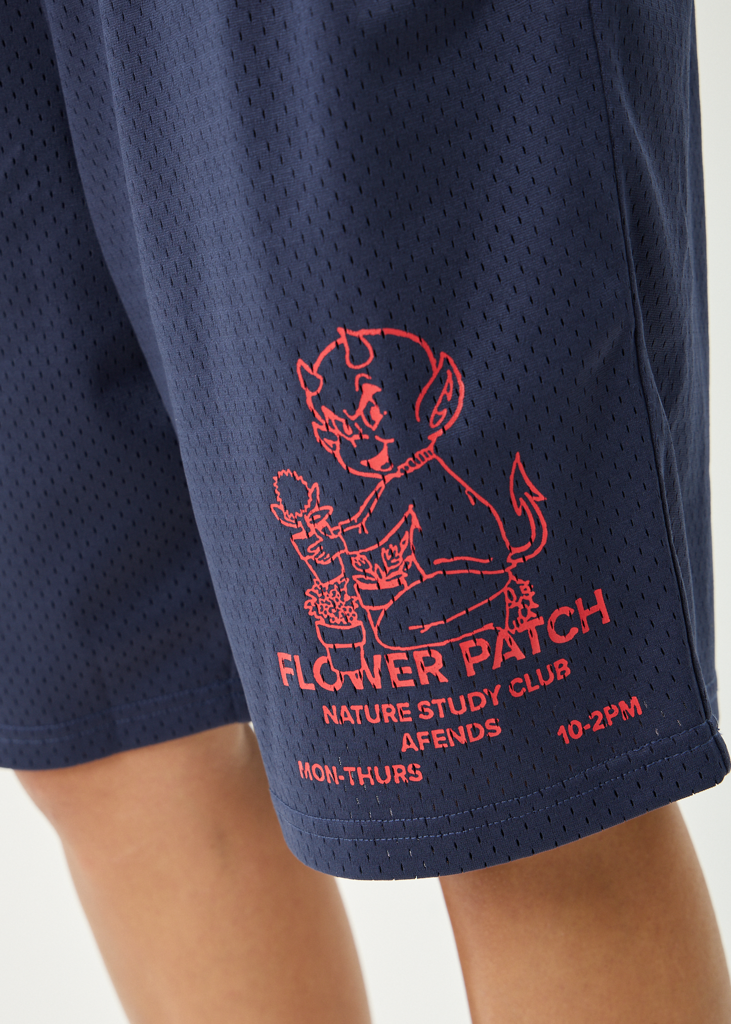 AFENDS Mens Flower Patch - Basketball Short 22 Inch - Navy