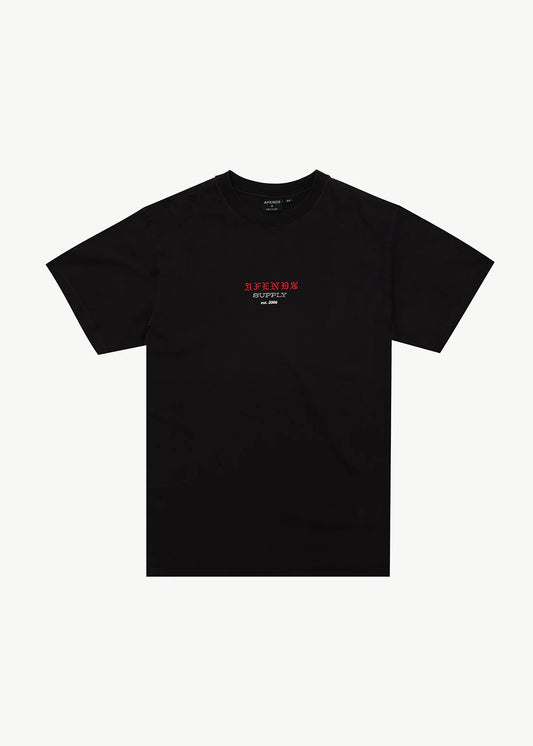 AFENDS Mens Anniversary - Retro Tee - Stone Black