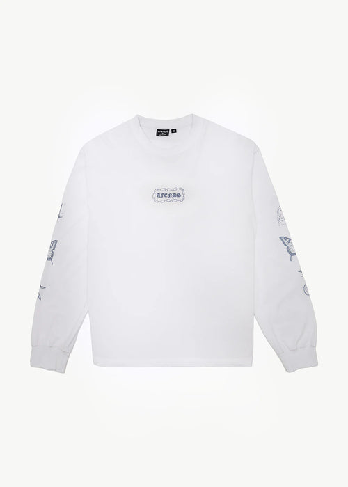 AFENDS Mens Spiritual - Boxy Long Sleeve Tee - White