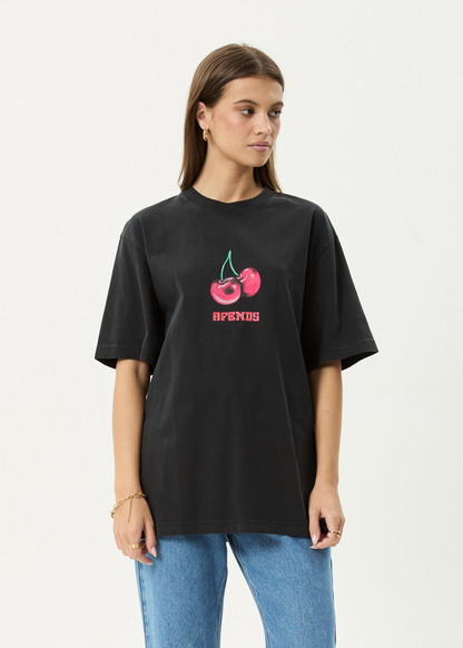 AFENDS Mens Abiza - Retro Tee - Stone Black