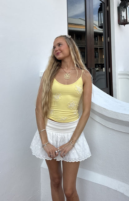 Mallorie Yellow Beaded Top