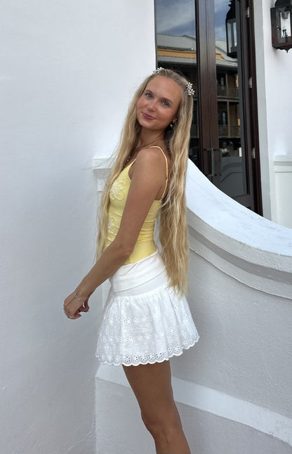 Mallorie Yellow Beaded Top