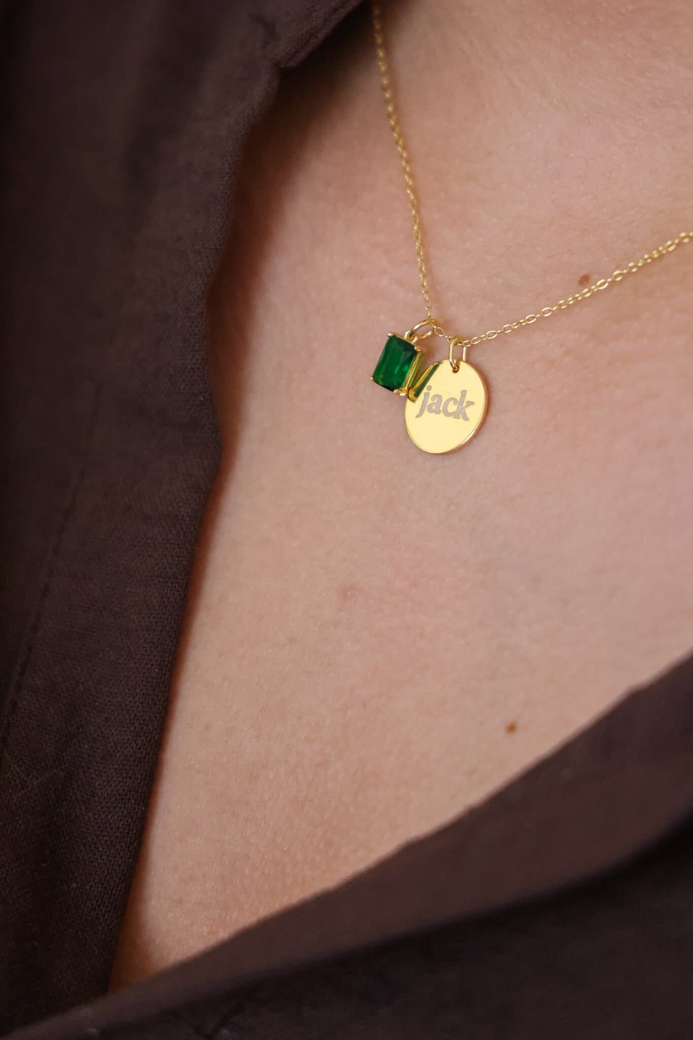 Engraved Circle Charm Necklace
