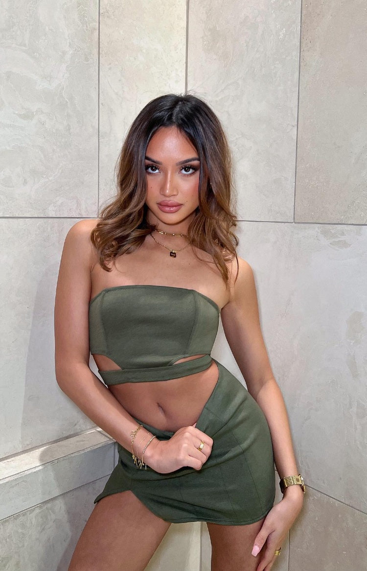 Maria Khaki Mini Skirt