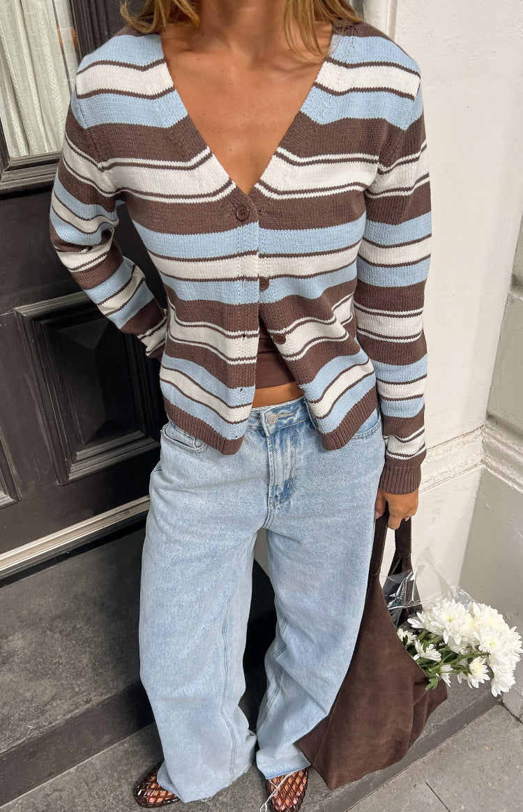 Misha Brown and Blue Stripe Button Down Cardigan - PRE ORDER