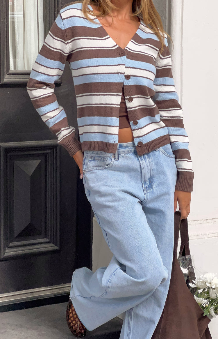 Misha Brown and Blue Stripe Button Down Cardigan - PRE ORDER