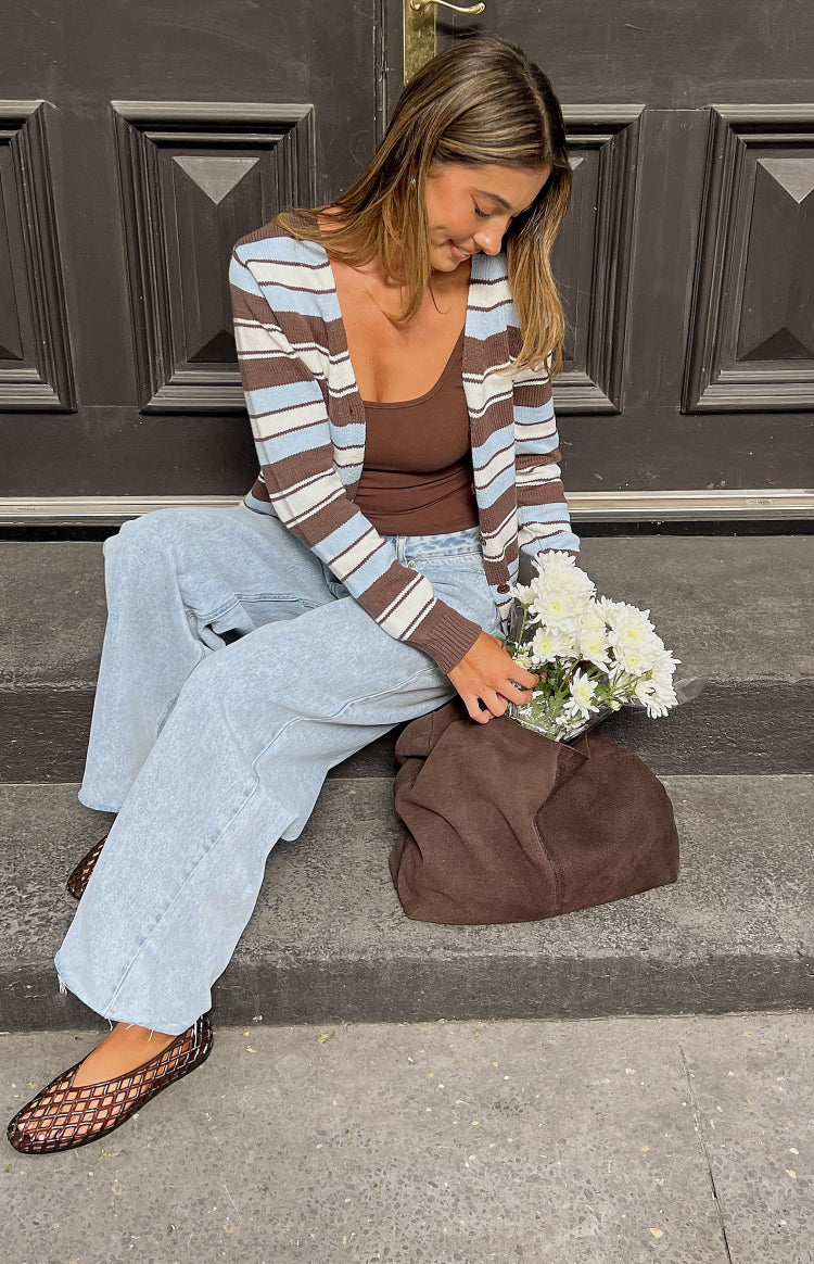 Misha Brown and Blue Stripe Button Down Cardigan - PRE ORDER