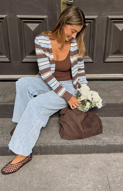 Misha Brown and Blue Stripe Button Down Cardigan - PRE ORDER