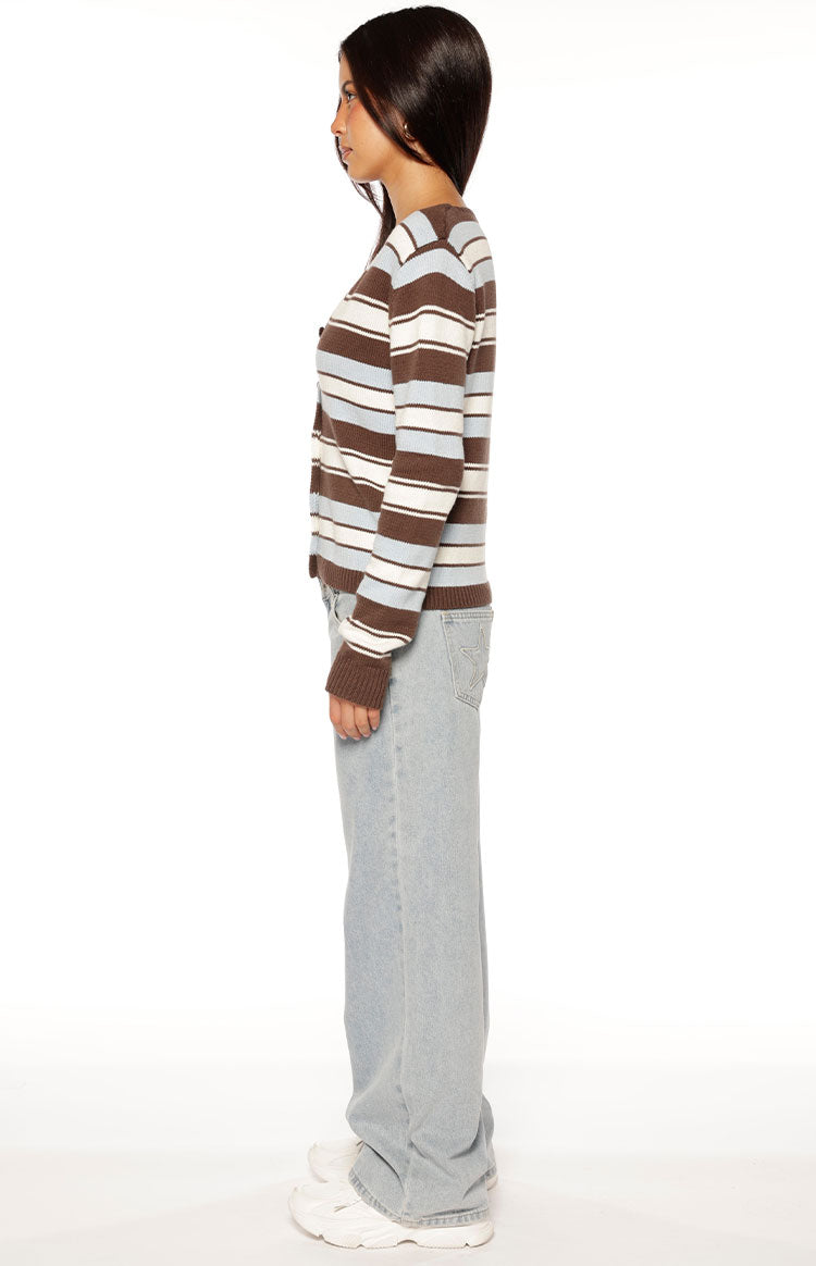 Misha Brown and Blue Stripe Button Down Cardigan - PRE ORDER