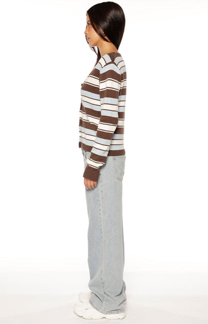 Misha Brown and Blue Stripe Button Down Cardigan - PRE ORDER