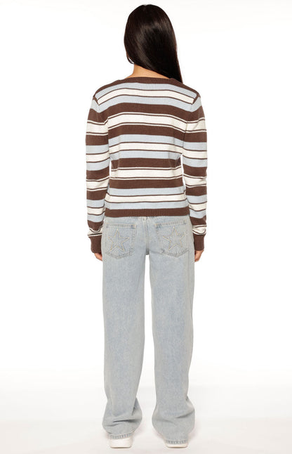 Misha Brown and Blue Stripe Button Down Cardigan - PRE ORDER