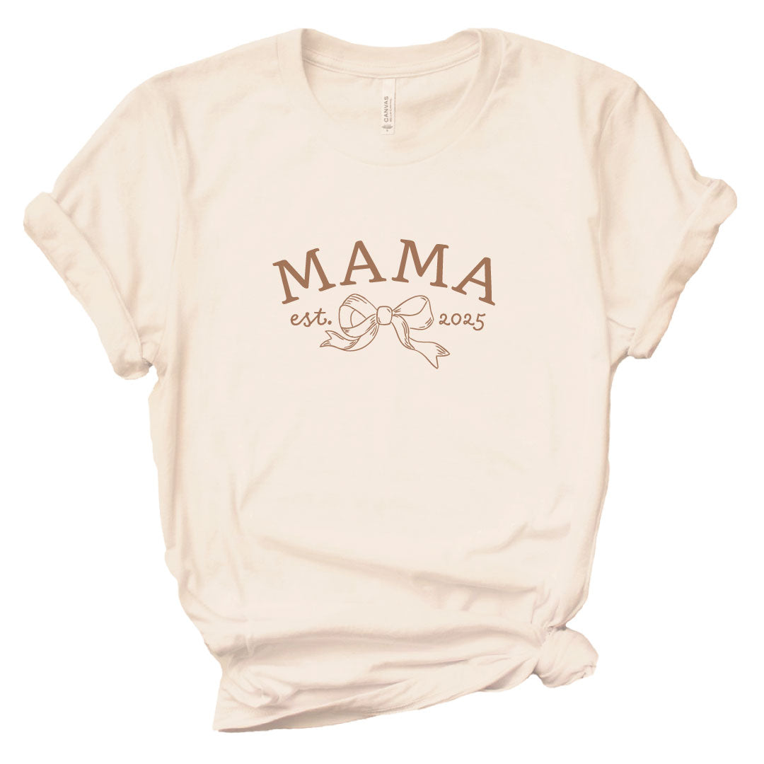 Personalized Mama Bow Est. Graphic Tee | Ivory