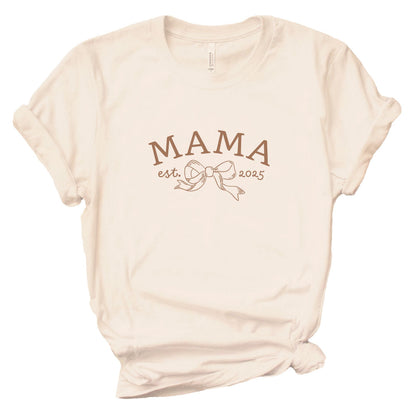 Personalized Mama Bow Est. Graphic Tee | Ivory