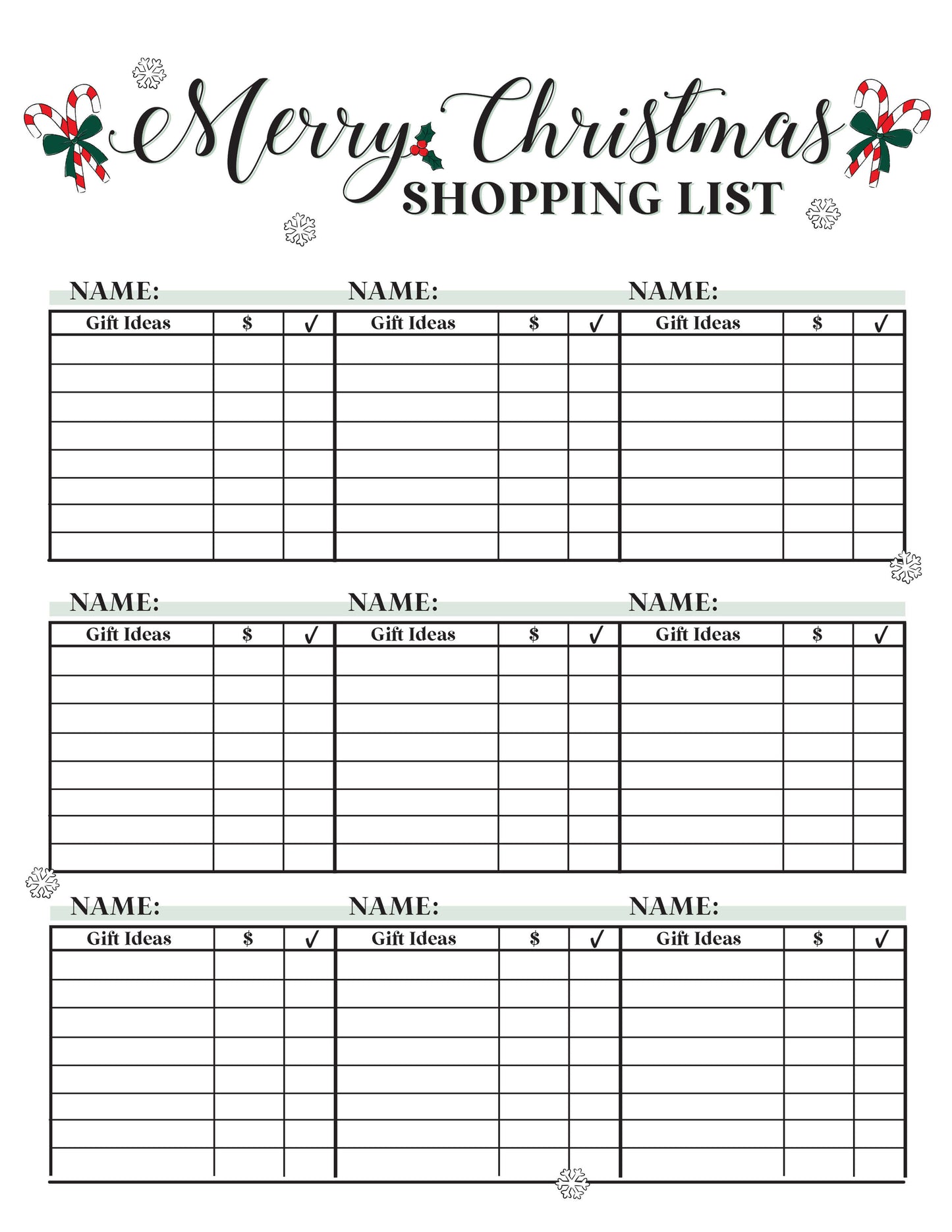 Christmas Shopping List - Free Digital Download
