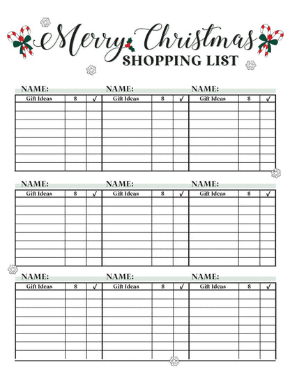 Christmas Shopping List - Free Digital Download