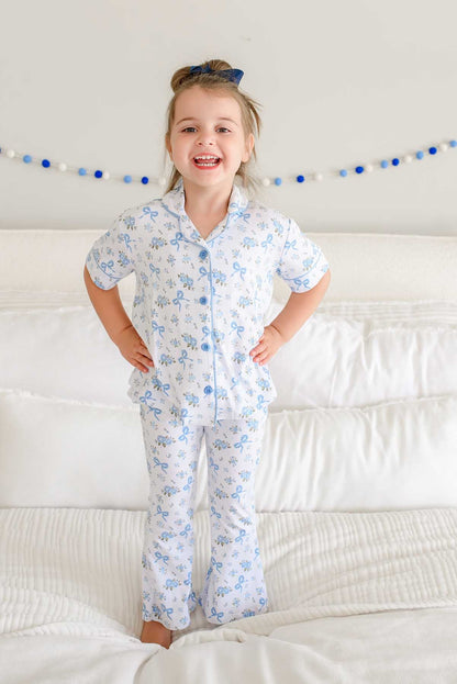 Girls' Two-Piece Bamboo Flare Lounge Set | Tied In Blooms