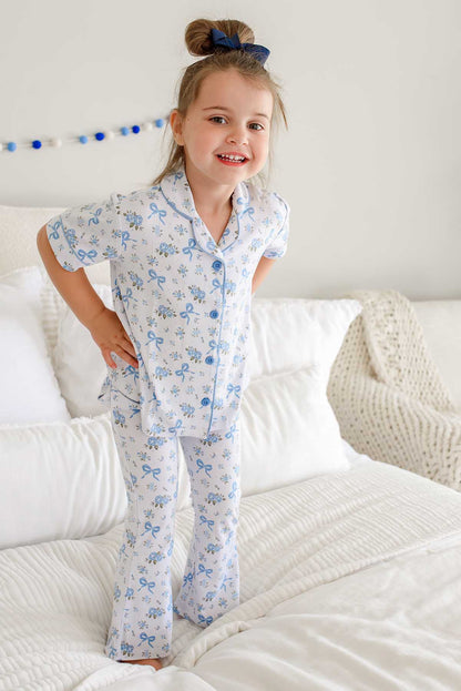 Girls' Two-Piece Bamboo Flare Lounge Set | Tied In Blooms