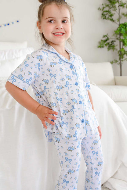 Girls' Two-Piece Bamboo Flare Lounge Set | Tied In Blooms