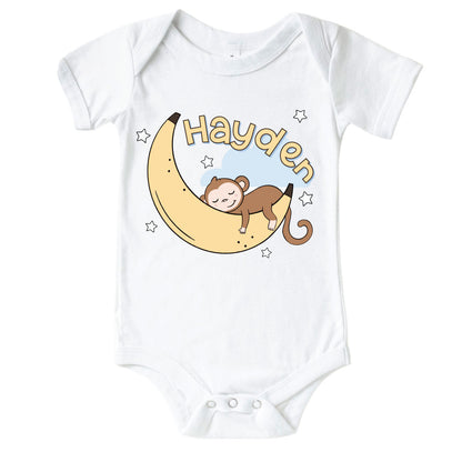 Personalized Monkey See, Monkey Snooze Graphic Bodysuit & Kids Tee | White