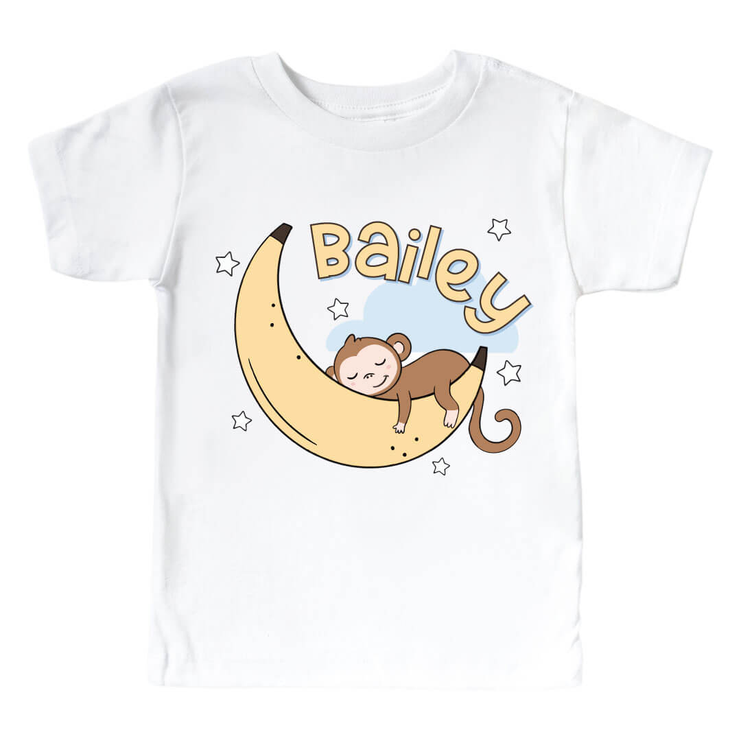 Personalized Monkey See, Monkey Snooze Graphic Bodysuit & Kids Tee | White