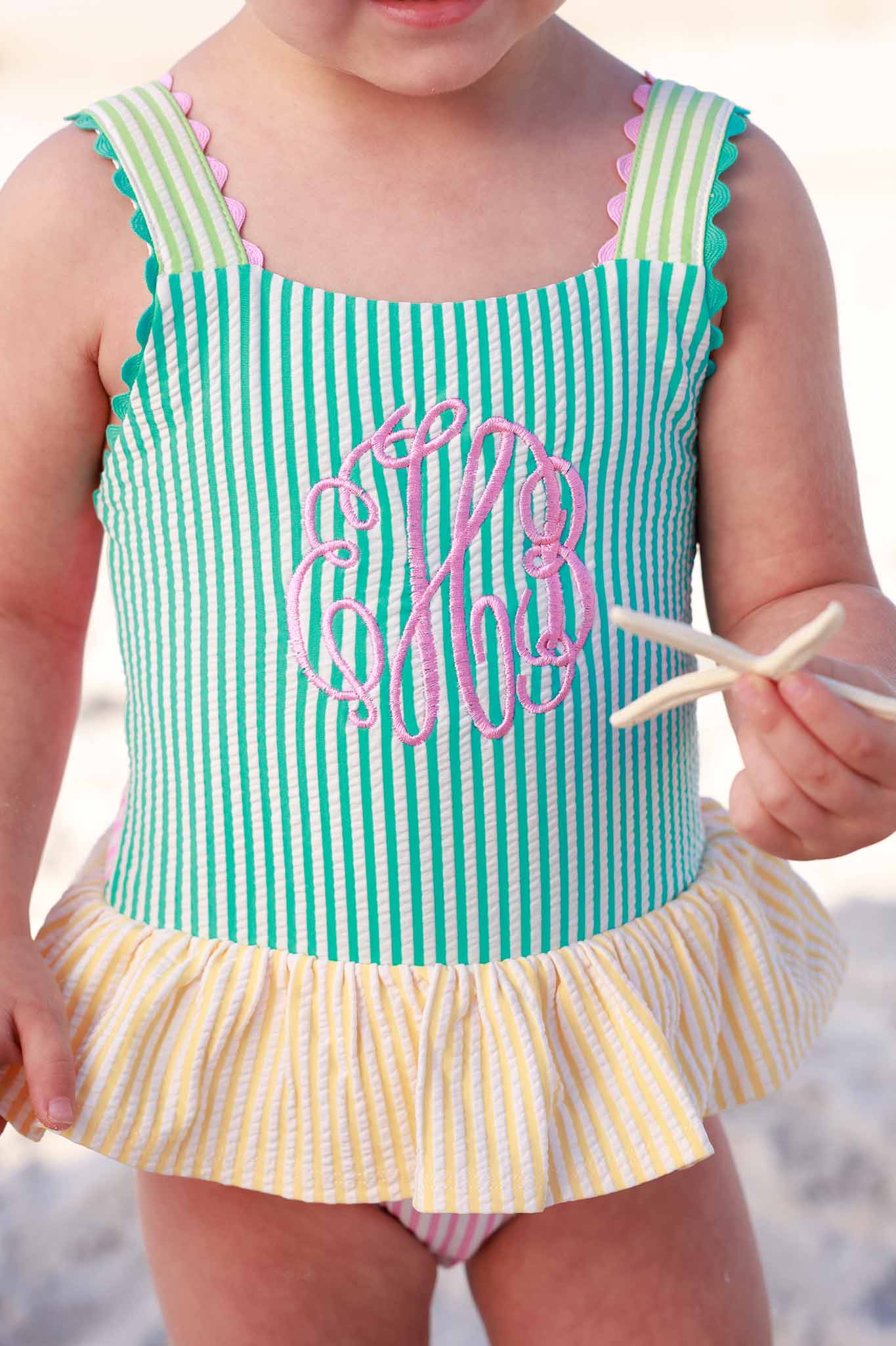 One-Piece Skirt with Bow Back | Multicolor Seersucker