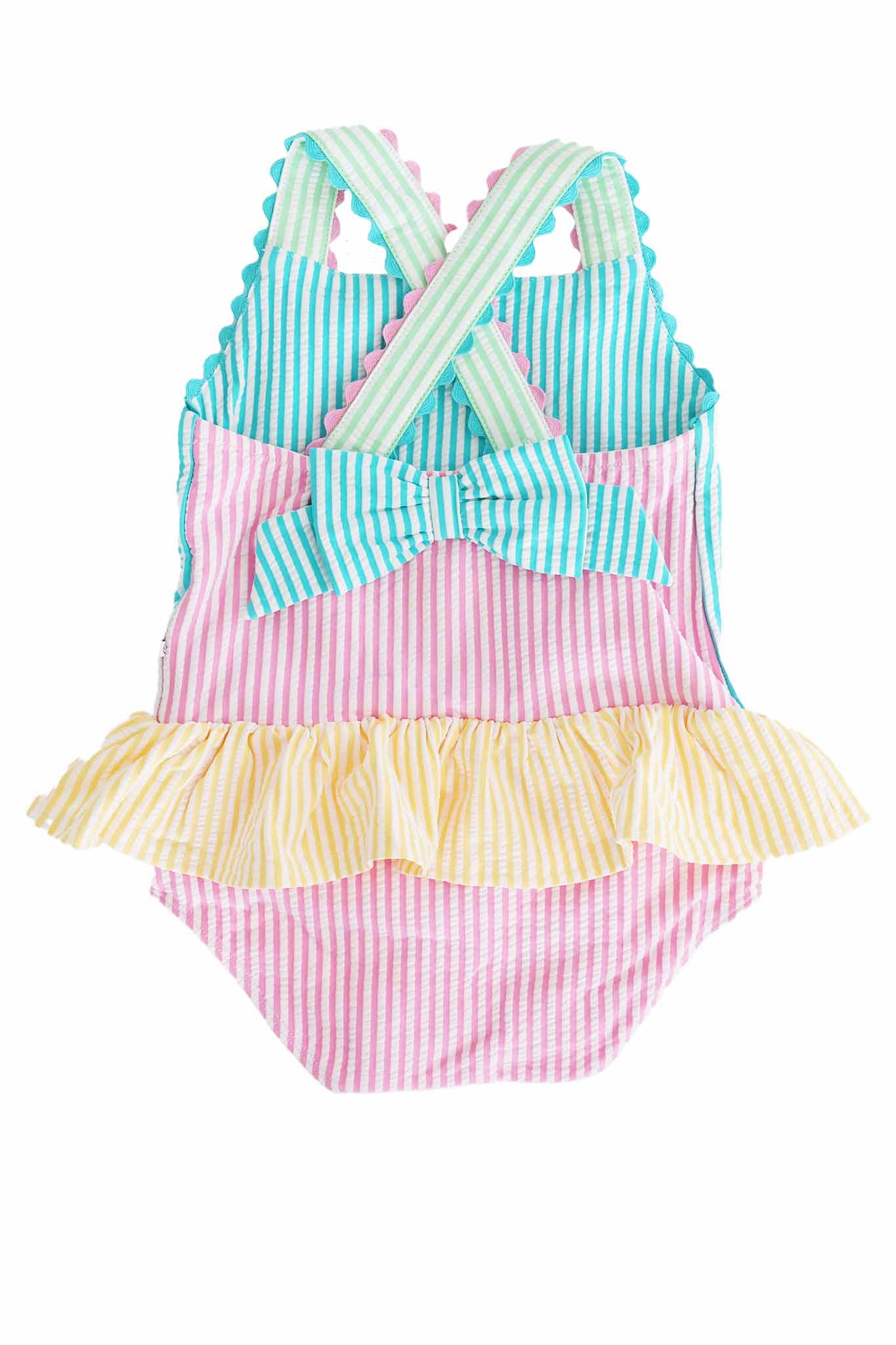 One-Piece Skirt with Bow Back | Multicolor Seersucker