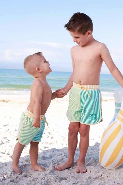 Boy's Swim Trunks | Multi-Color Seersucker