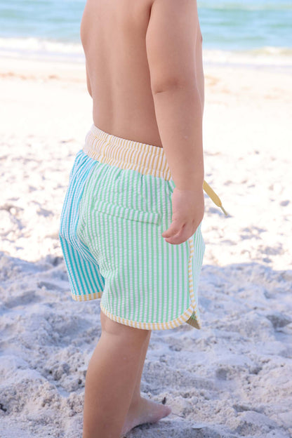 Boy's Swim Trunks | Multi-Color Seersucker