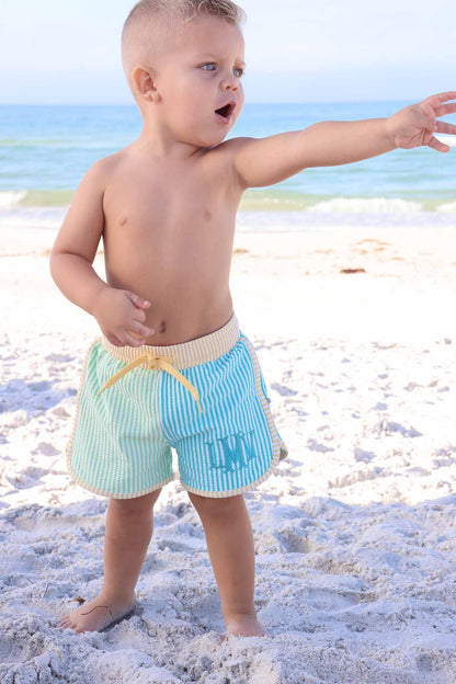 Boy's Swim Trunks | Multi-Color Seersucker