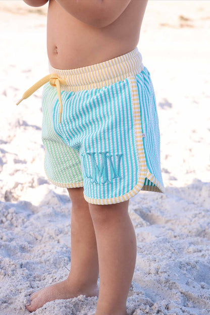 Boy's Swim Trunks | Multi-Color Seersucker