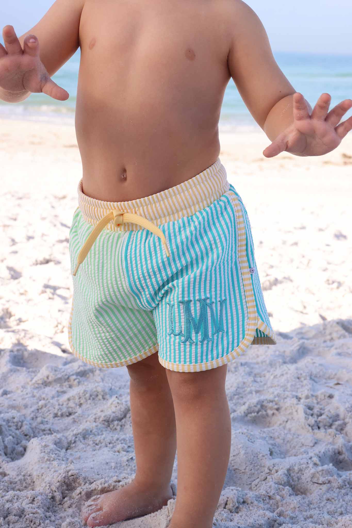 Boy's Swim Trunks | Multi-Color Seersucker