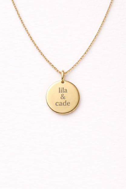Engraved Circle Charm Necklace