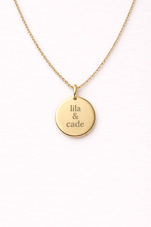 Engraved Circle Charm Necklace