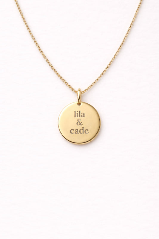 Engraved Circle Charm Necklace