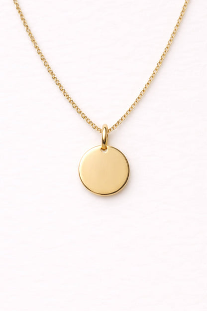Engraved Circle Charm Necklace