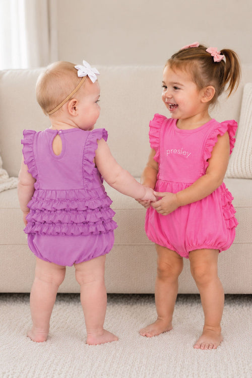 Embroidered Sleeveless Ruffle Bubble Romper