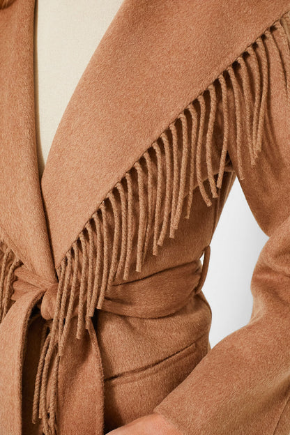 Camel Rowen Fringe Jacket