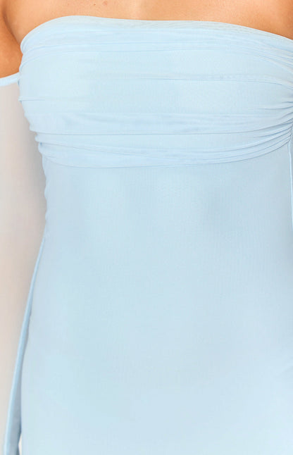 Odette Light Blue Long Sleeve Formal Maxi Dress