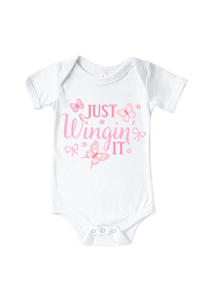 Just Wingin' It Graphic Bodysuit & Kids Tee | White