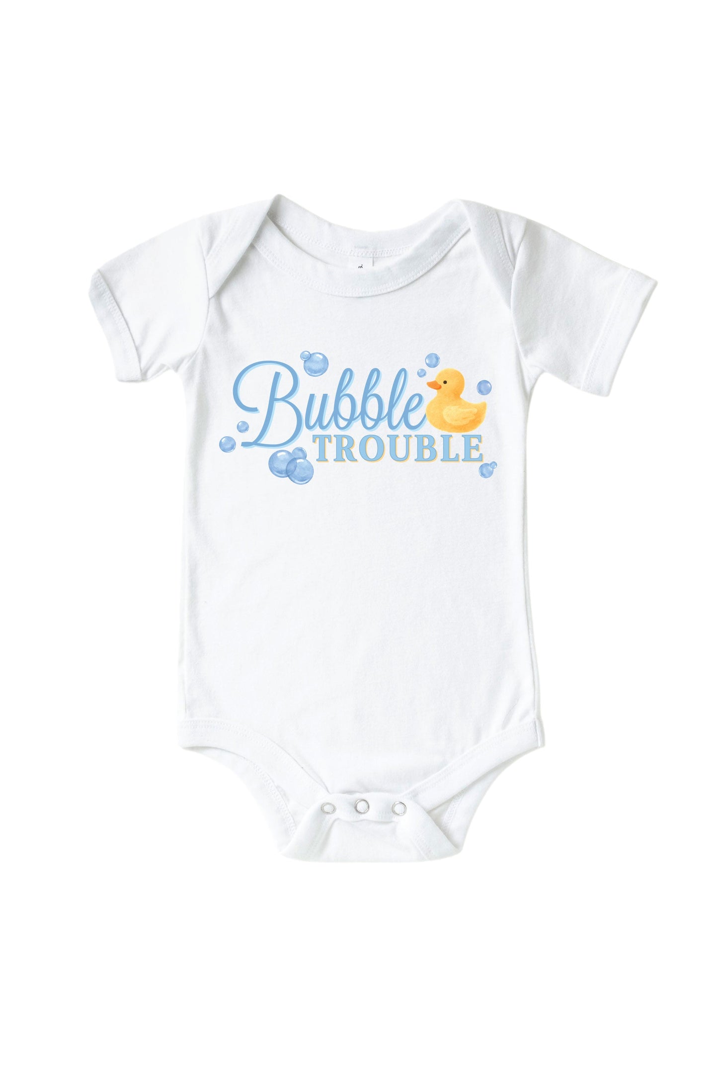 Bubble Trouble Blue Graphic Bodysuit & Kids Tee | White