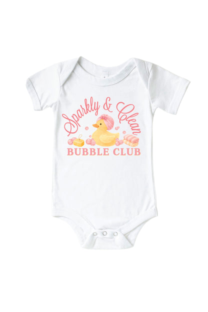 Bubble Club Pink Graphic Bodysuit & Kids Tee | White