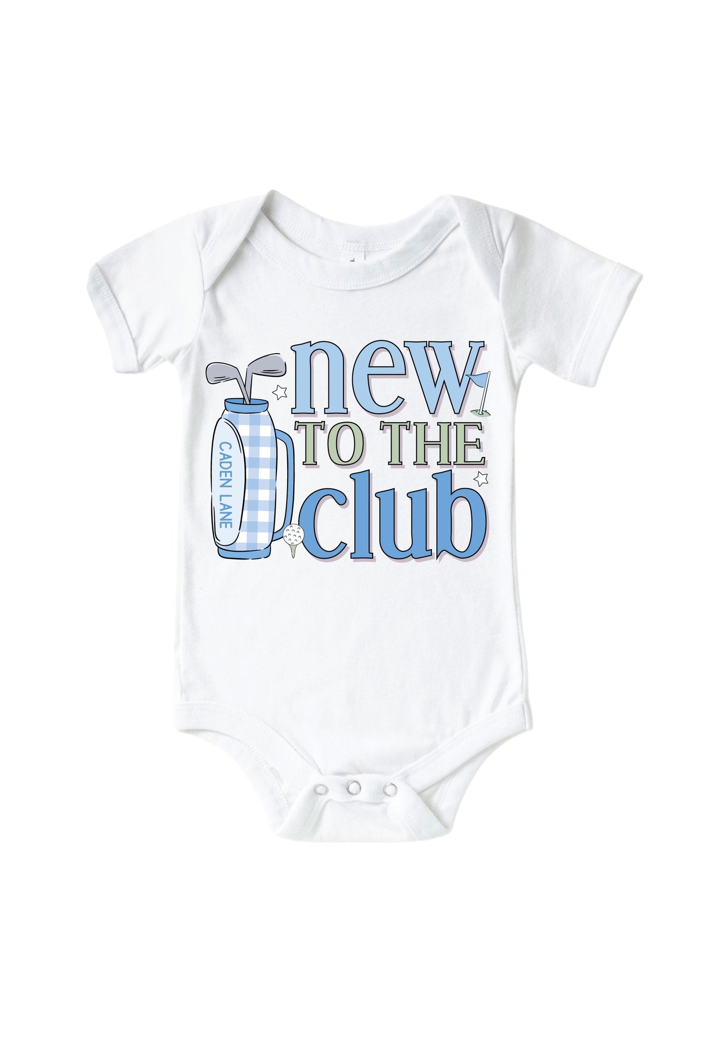 New To The Club Blue Graphic Bodysuit & Kids Tee | White