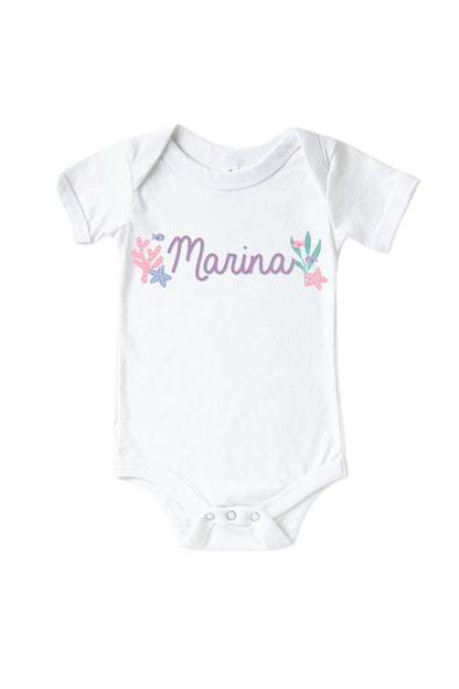 Personalized Let's Be Mermaids Graphic Bodysuit & Kids Tee | White