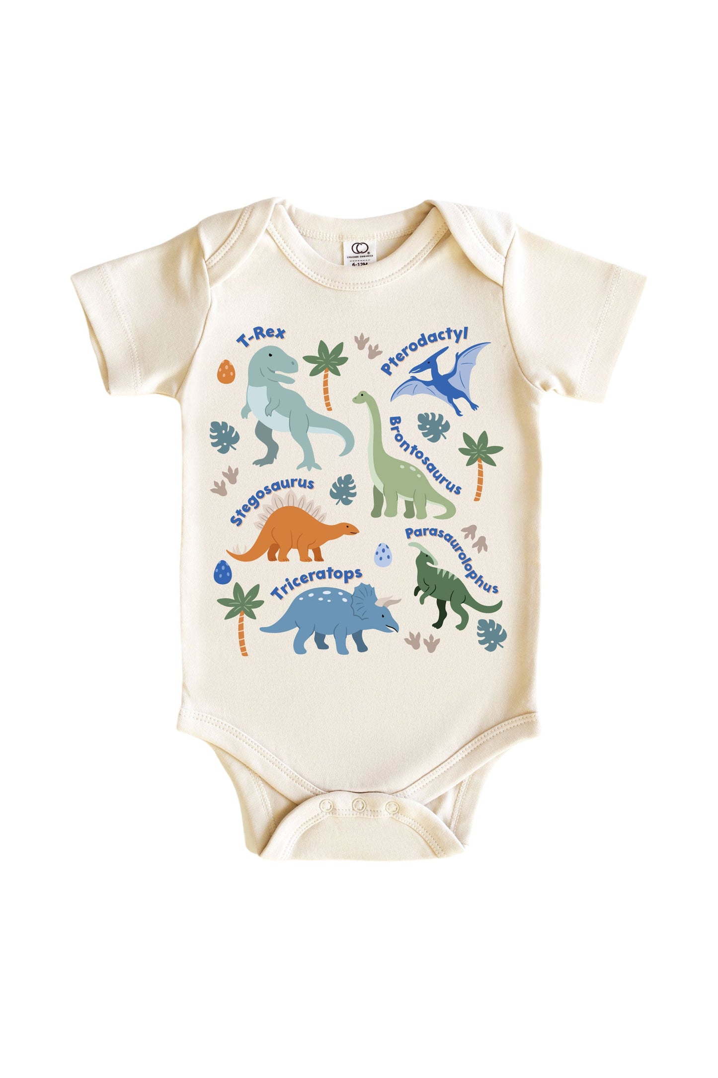 Dino Names Neutral Graphic Bodysuit & Kids Tee | Natural