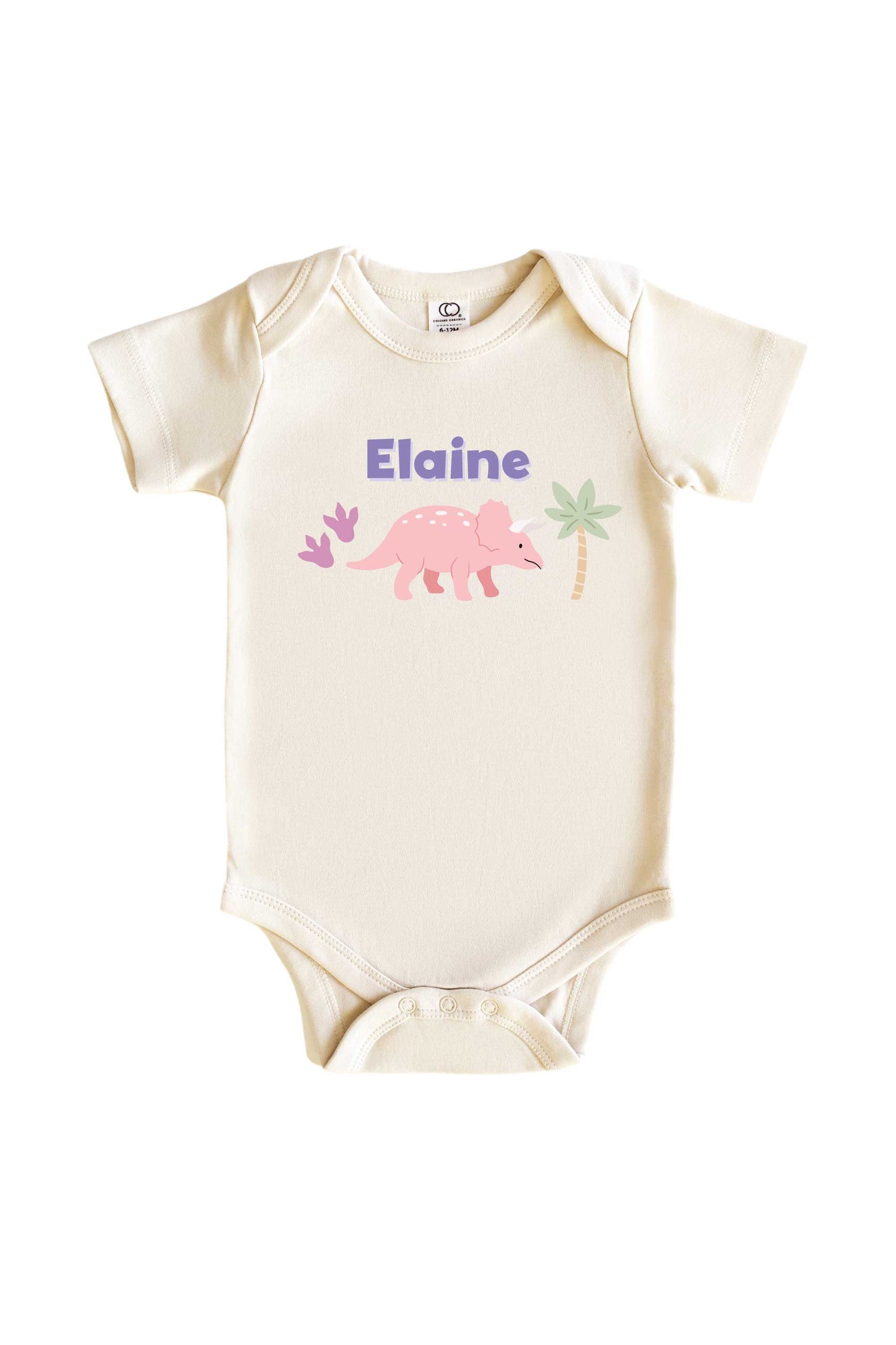 Personalized Little Fossil Pink Graphic Bodysuit & Kids Tee | Natural