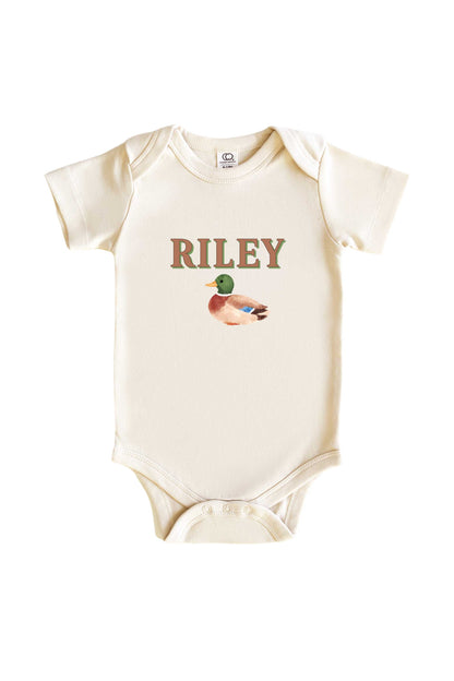 Personalized Little Mallard Graphic Bodysuit & Kids Tee | Natural