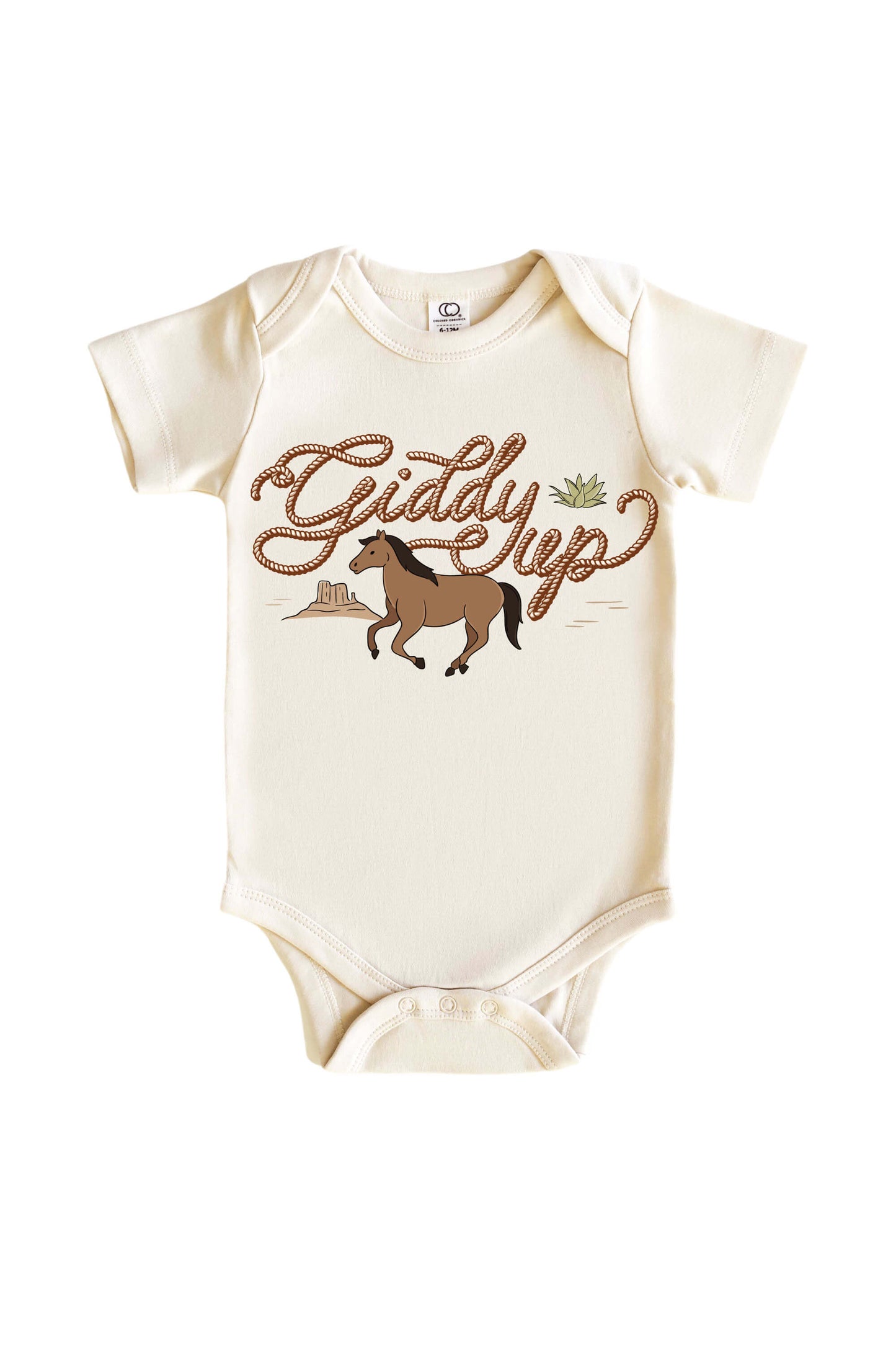 Giddy Up Neutral Graphic Bodysuit & Kids Tee | Natural